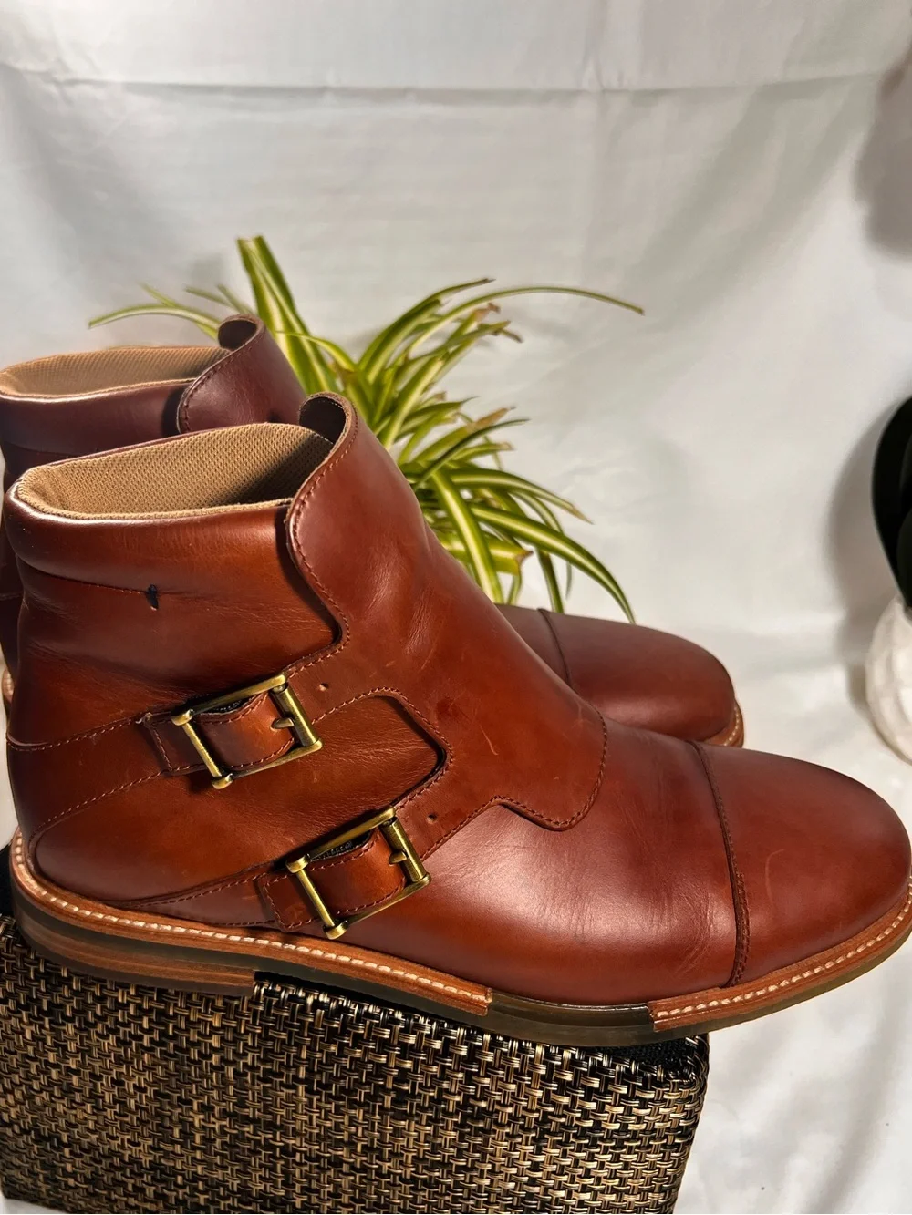 Tsubo Men's Double Monk Chukka Boots in Chestnut Brown